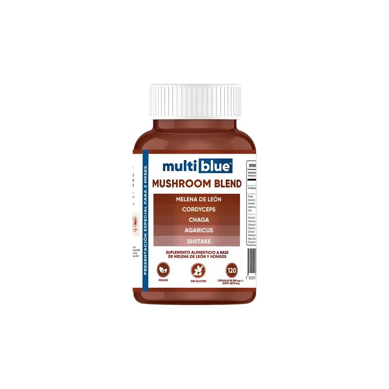 Suplemento Nutricional Multiblue Mushroom Blend Cápsulas Sin Gluten 120 Pzas