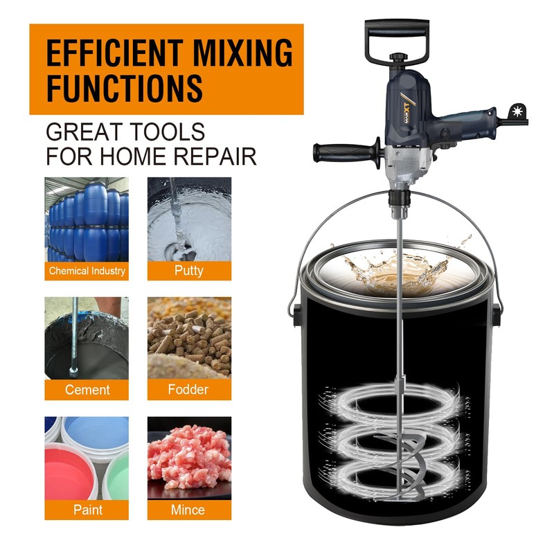 MAXXT Concrete Mixer,9A Handheld Cement Mixer,Drill Mixer with Spade Handle