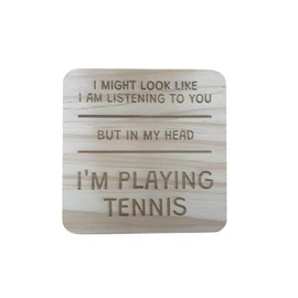 Ashton and Finch Funny Tennis Coaster Laser Engraved Gift Wooden