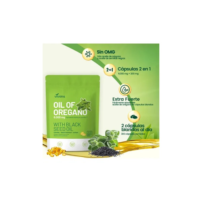 Vvivonu Aceite De Orégano 6000mg 300 Cápsulas