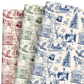 JarThenaAMCS 9 Sheets Christmas Wrapping Paper -Not Roll- Rustic Farmhouse Gift Wrap Paper Folded Flat Large Xmas Craft Paper for Home Party Supplies, 27.6 x 39.4 Inch