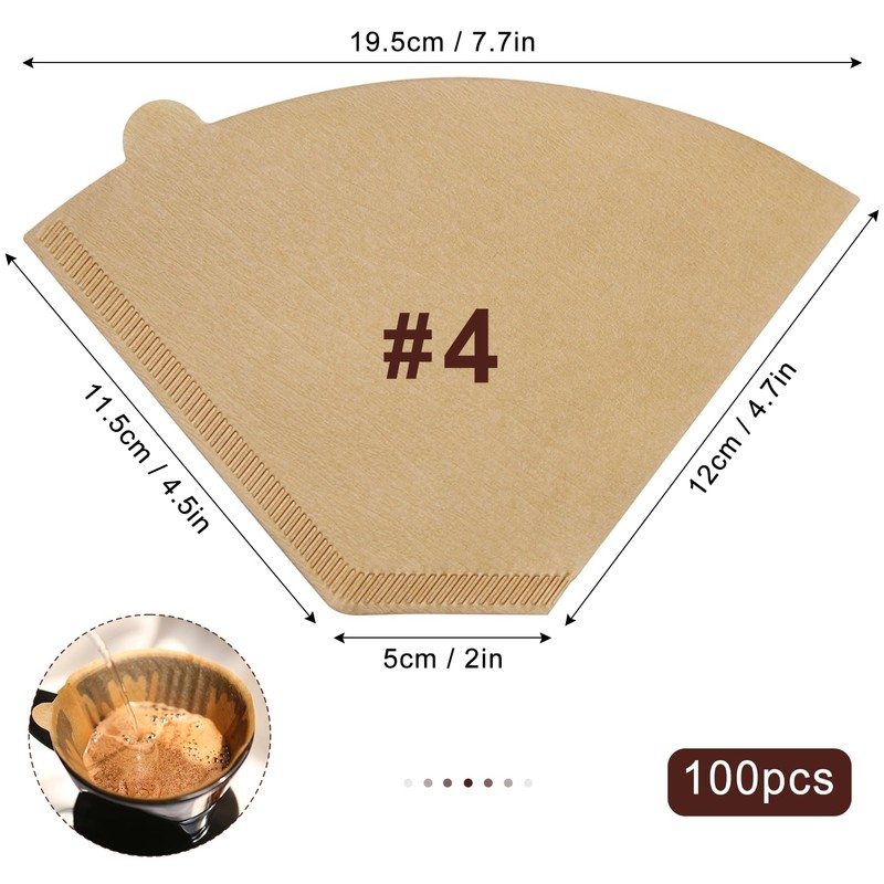 MUZTINTE #4 Cone Coffee Filters,100 Count (Pack of 1)，4 Coffee