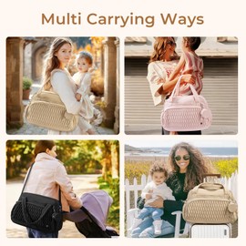 Telena Diaper Bag Tote, Travel Diaper Bag Crossbody Large Capacity Hospital Bag for Women Labor Delivery Baby Diaper Bag with Pacifier Case Pink