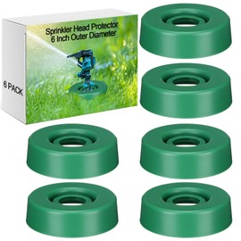 Reallnaive 6 Pack Sprinkler Head Protector for Lawn 6 Inch Outer Diameter Plastic Sprinkler Donut Guard Protects Against Lawn Mowers & Vehicles, Green