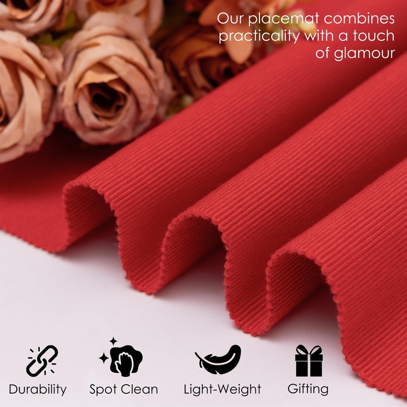 Chinese Red Placemats, Set of 6, Kitchen Dining Table Cloth,