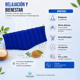 PHALARIS Compresa Cervical de Semillas para Microondas 65x15cm Almohadilla Térmica de Cuello y Hombros con Aromaterapia Compresa Frío y Calor para Fisioterapia, Estrés y Contracturas