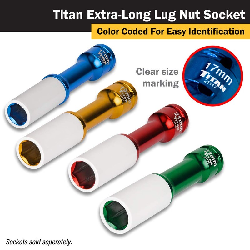 Titan 21117 1/2-Inch Drive x 17mm Non-marring Impact Extra-Long Lug