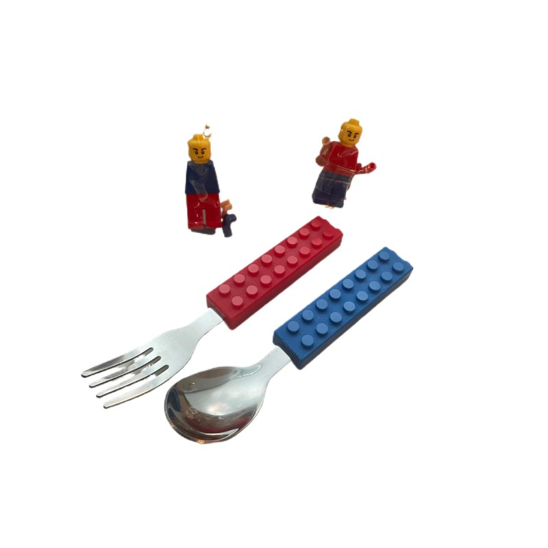 Building Block Cutlery Set, Spoon and Fork with building blocks