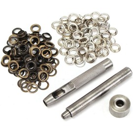 Boxonly 100 Sets Eyelet Punch Die Tool Kits Metal Grommets Kit 800# 10mm Eyelets Hole with Punch Hole Tool and Tool Kits for Leather Craft,Clothes,Purse,DIY Projects