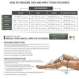 Truform Surgical Stockings, 18 mmHg Compression for Men and Women, Thigh High Length, Open To, White, Medium