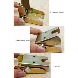 LYTIVAGEN Pack of 2 Foldable Locking Table Folding Fittings Furniture Folding Hinge Folding Table Legs Support Bracket for Table Bed Sofa Bed Folding Foot