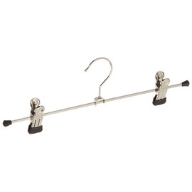 Mawa by Reston Lloyd Non-Slip Space-Saving Clothes Hanger for Pants & Skirts with Two Clips, Style K/40D, Set of 2, 15-3/4", Black