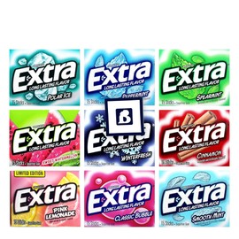 Bitetwist Assorted Chewing Gum, Variety pack Of Extra Long Lasting Flavors, Sugar Free, Receive 8 Flavors plus 1 Extra pack (9 Pack), 1 Sticker Of Our Logo, Package by Bitetwist