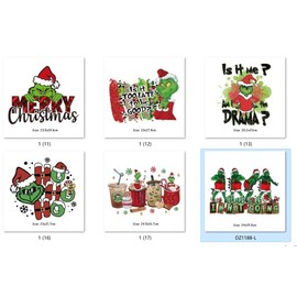 Christmas Iron on Stickers Christmas Green Cartoon Iron on Decals Christmas Vinyl Heat Transfer Christmas Monster Iron on Patches for Clothing Bag Pillow Covers DIY Craft Supplies Vinyl Stickers 6PCS
