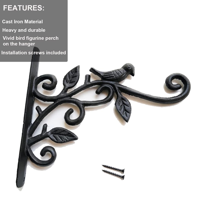 KiaoTime Cast Iron Metal 9.5" Hanging Planter Flower Pots Bracket