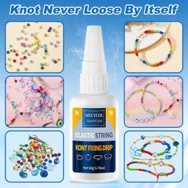 Meuvcol Jewelry Bracelet Glue for Elastic String Knot,2 Pcs Clear Clay Beads Glue for Bead Charms, Punctuation Beads, Jewelry Bracelet Making Supplies Kit for Plastic Bracelet Stretchy Cord (100g)
