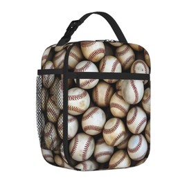ZABAOBO Portable Insulated Lunch Bag with Baseball for Women Men Insulated Cooler Bag for Office School Picnic Beach