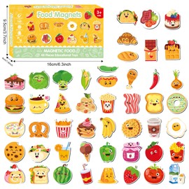 Fecheche Large Size Cute Fridge Magnets for Toddlers, Preschool Spelling Learning Education Refrigerador Magnetic Toy (Foods 48pcs)