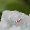 Red Opal silver nose ring -Ultra Thin 24G Sterling Silver
