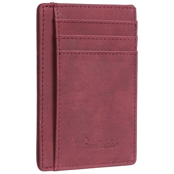 Travelambo Slim Wallet Front Pocket Minimalist Leather RFID Blocking Medium