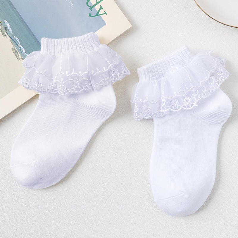MEMOFYND 4 Pairs Lace Socks, Ruffle Socks, Ballet Socks, Lace