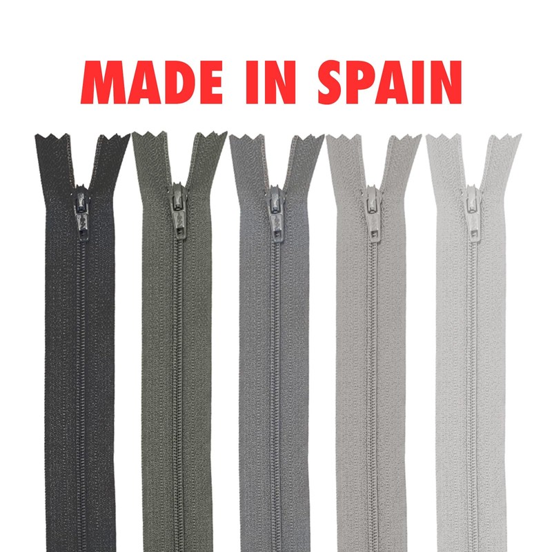 MARARDI [Pack 5] Zippers [Grey] Nylon [16 cm] Sewing and