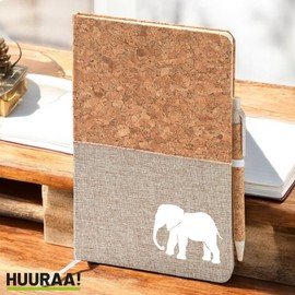 Huuraa Elephant Silhouette Notebook Gift DIN A5 80 Sheets Including Ballpoint Pen Elephant Gift Idea