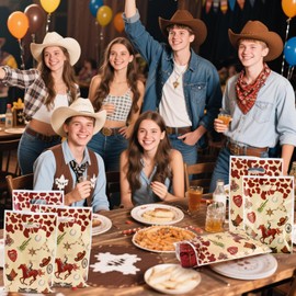 SUNAI Western Cowboy Party favors - 30 Pack Goodie Gift Bags for Cowboy Theme Birthday Party Decorations, 6.49 x 9.88 inches