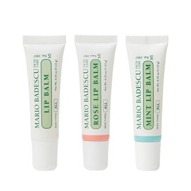 Mario Badescu Bálsamo labial para labios secos y agrietados, paquete trío que incluye menta, rosa y humectante original, cuidado ultra nutritivo para una sensación suave, tersa y flexible, 3 unidades