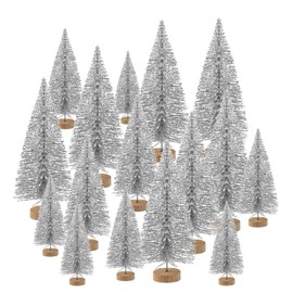 KUUQA 48Pcs Mini Christmas Trees Bottle Brush Trees Tabletop Model Trees for Christmas Decoration DIY Room Decor Diorama Models (Silver) SMALL SIZE TREES