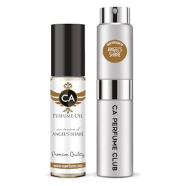 CA Perfume Duo Impression of Angel's Share For Women Eau de Parfum Refillable Sprayer + Fragrance Body Oil Roll-On Bottle 0.27 Fl Oz+0.33 Fl Oz