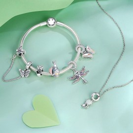 NINGAN Butterfly Charm Pendant 925 Sterling Silver Charm Bead for Chamilia and European Bracelets and Necklaces, Cubic Zirconia, Cubic Zirconia