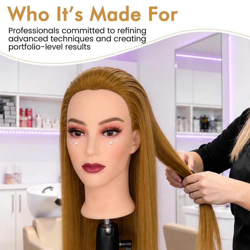 WIGNEE Professional Cosmetology Mannequin Head with Synthetic Hair Blonde