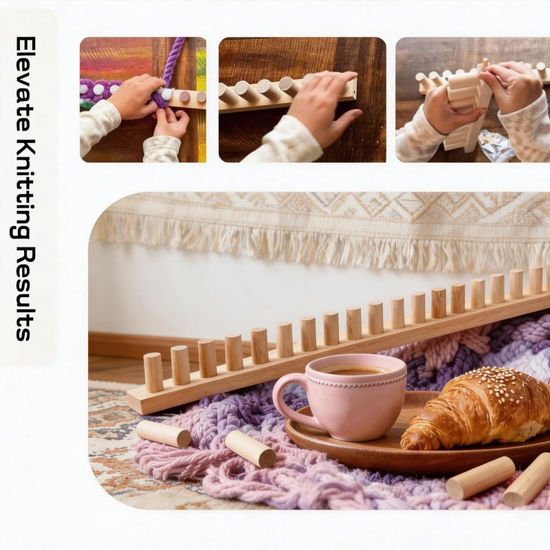 46 Inch Chunky Blanket Loom, Wooden Hand Knitting Loom for