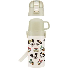 Skater SKDC3-A Children's Stainless Steel Water Bottle, 2-Way Direct Drinking, 14.2 fl oz (420 ml), Cup Drinking, 11.8 fl oz (350 ml), Mickey & Friends Cooking, Lightweight Type, For Girls, Boys,