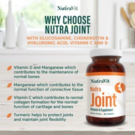 NUTRAJOINT - Joint Care Vitamin/Bone Vitamin | 60 Tablets | Contains Turmeric, Vitamin C & Manganese to Help Formation of Connective Tissue | Joint Mobility & Flexibility - by NutraVit