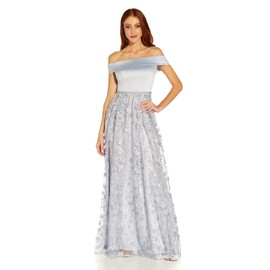 Adrianna Papell Women's Floral Embroidery Gown, Opal, 14