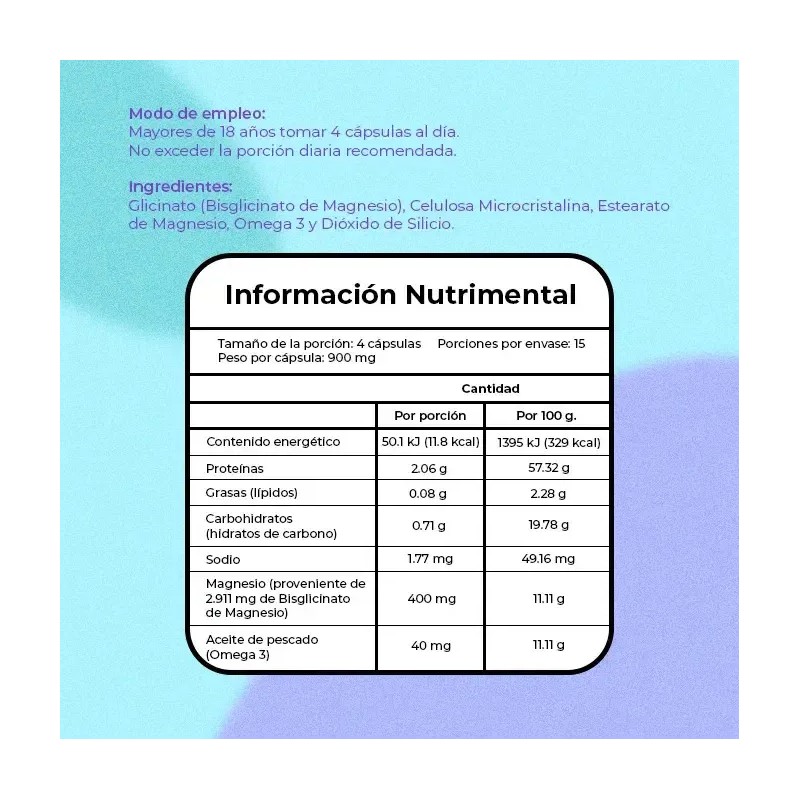 Glicinato De Magnesio + Omega 3 | 60 Capsulas Vcaps®