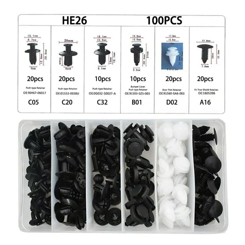 Grapa Kit Automotriz Universal Surtido Estuche Clips de Retenedores Coche