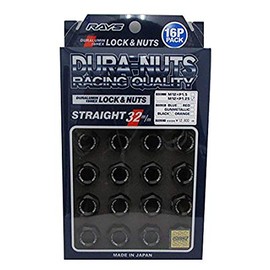 RAYS 74020001116BK Duralumin Lock & Nut Set L32 for 4H M12X1.25 Black Anodized