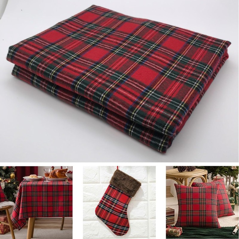 Red Christmas Plaid 4.5oz Shirting Flannel Fabric for Festive Family