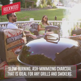 Rockwood All Natural Hardwood Lump Charcoal 20 Lbs - 100% Made in USA Lump Charcoal for Grills and BBQ - Missouri Oak, Hickory, and Maple Wood Mix Smoker Charcoal - No Fillers (2 Packs)