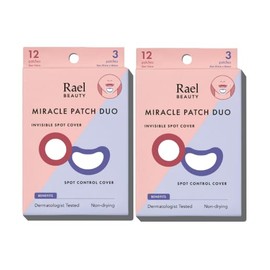 Rael Beauty Travel Size Miracle Patch Duo, Invisible Spot Control Cover, 12 - Size 12mm / 3 - Size 31 mm - Pack of 2