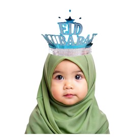 Eid Mubarak Crown Headband, Assorted Colors Glitter Tiara, Festive Holiday Eid Celebration Accessory