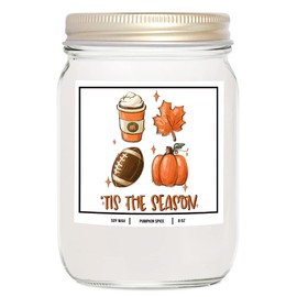 YouNique Designs Hello Fall Candle, 8 Ounces, Pumpkin Candle, Pumpkin Spice Candle, Fall Scented Candle, White All Natural Soy Vegan Aromatherapy Candles for Home Scented, Fall Candles (Pumpkin Spice)