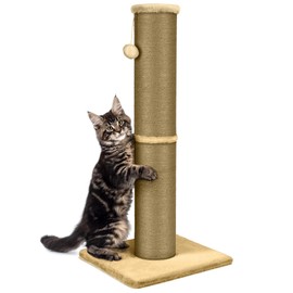 PAWSCRAT Cat Scratching Post 32 Inch High, 5.5 Inch Large Diameter Natural Sisal Cat Scratch Post, Scratch-Resistant and Durable Tall Cat Scratcher for Indoor Cats, Protect Your Furniture, Yellow