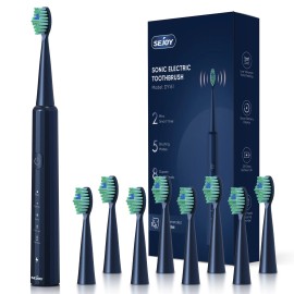 SEJOY 1 Pack Electric Toothbrush Sonic Toothbrush USB Rechargeable 10 Heads 5 Modes