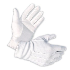 1 Pair (2 Gloves) - Gloves Legend - 100% Cotton White Marching Band Parade Formal Costume Dress Costume Gloves For Men - XL