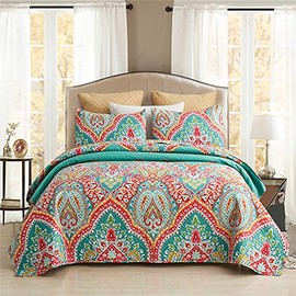 MERRY HOME Queen Quilt Set, 3-Piece Queen Size Quilt Sets with 2 Pillow Shams- Boho Reversible Soft and Lightweight Queen Quilt Bedding Bedspread Coverlet Set