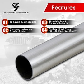 YOLANDO 2.5' Mild Steel Custom Exhaust Kit Tubing Mandrel Bend Pipe Straight & U-Bend 16 Gauge Universal 8PCS